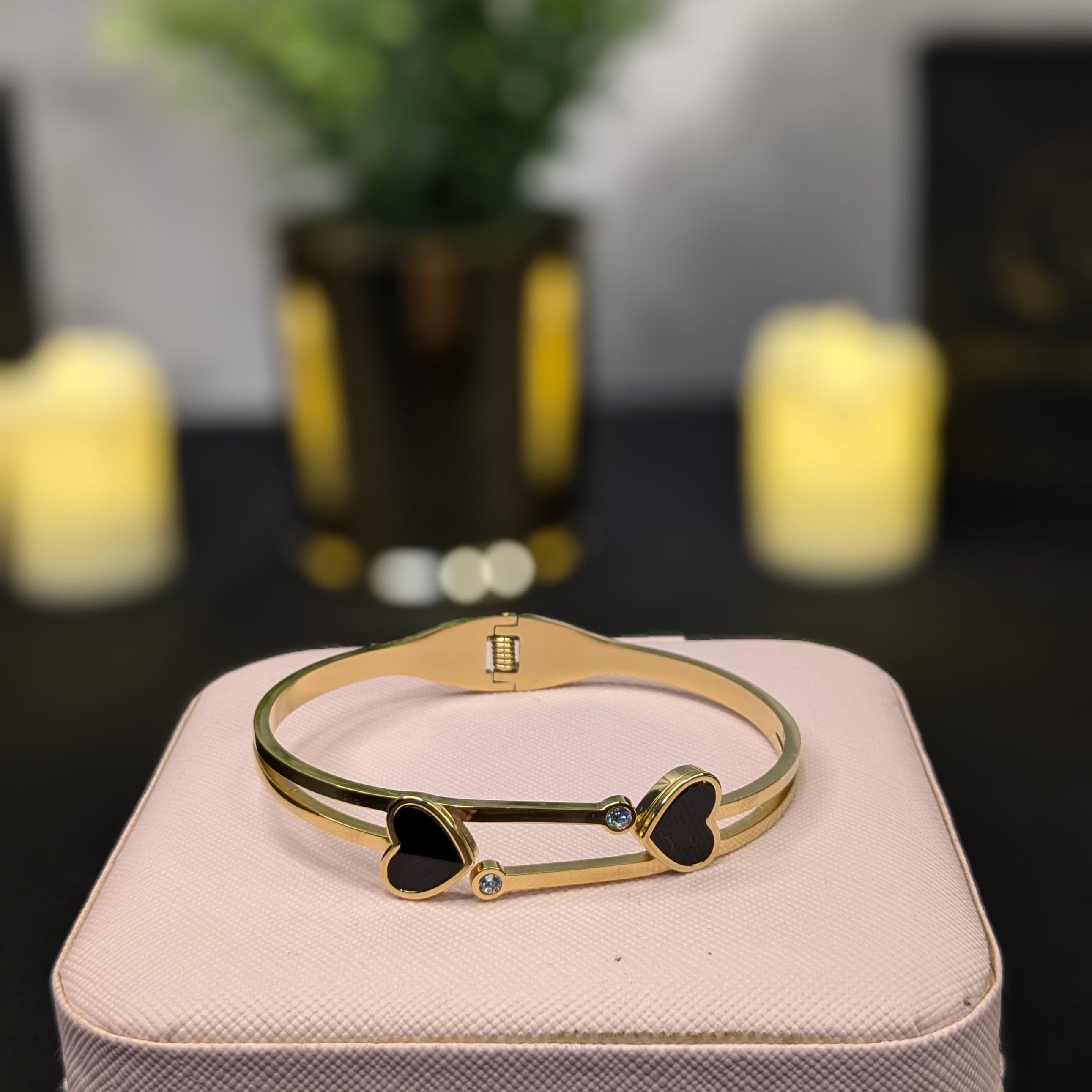 stainless steel double heart bracelet